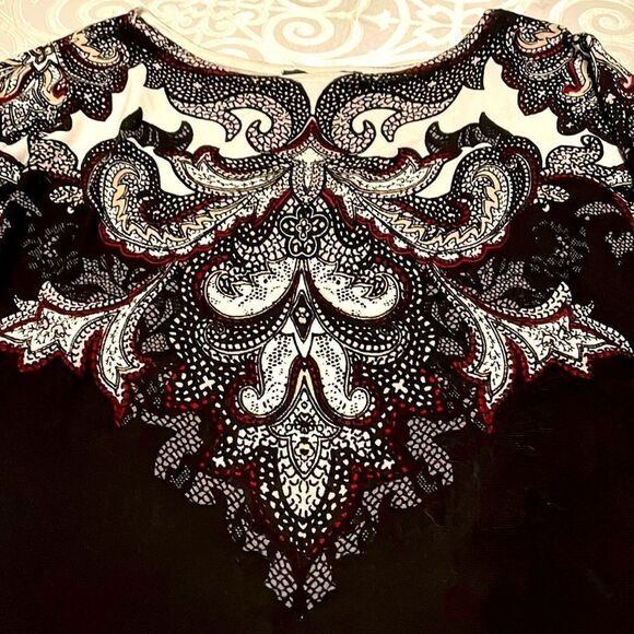 White House Black Market EUC modern paisley dolman sleeve sweater size XS - Picture 2 of 9